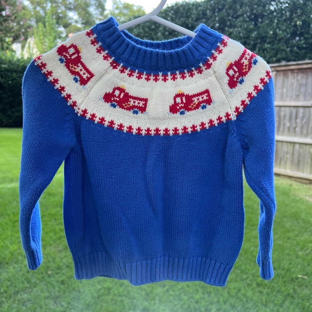 Little English Firetruck sweater 2T